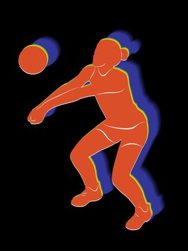 silhouette of a volleyball player woman, vector draw