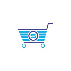 shopping cart with letter s