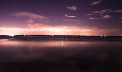 Fototapeta na wymiar Nighttime Longexposure Landscape over Florida Lake 