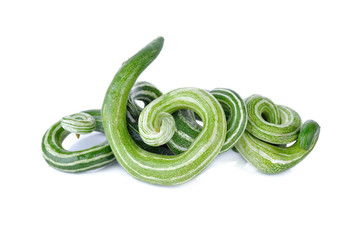 fresh Snake gourd (luffa) on white background