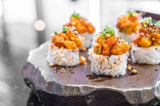 spicy salmon roll sushi