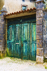 Old charming doors in the house. Sintra. Portugal