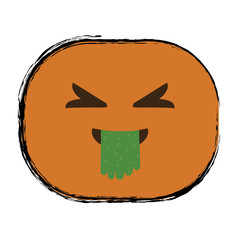 nauseated cartoon face icon over white background. colorful design. vector illustration