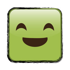 happy cartoon face in square shape, icon over white background. colorful design. vector illustration