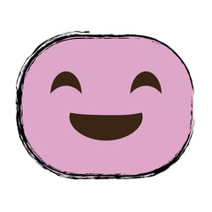 happy cartoon face icon over white background. colorful design. vector illustration