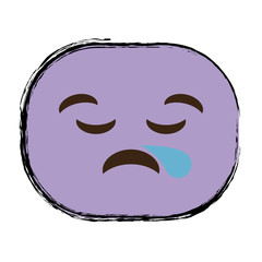  Sleepy cartoon face icon over white background. colorful design. vector illustration