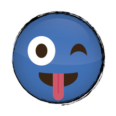 happy cartoon face icon over white background. colorful design. vector illustration