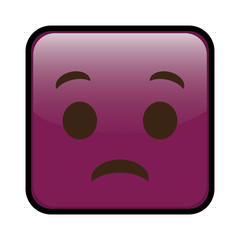 sad cartoon face in square shape, icon over white background. colorful design. vector illustration