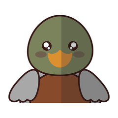 kawaii duck animal icon over white background. colorful design. vector illustration
