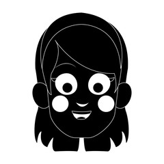 face of happy young girl with short hair and headband icon image vector illustration design 
