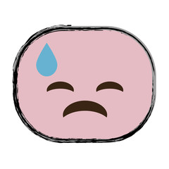 Fototapeta premium sad cartoon face icon over white background. colorful design. vector illustration