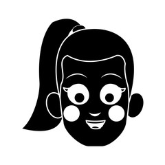 face of happy young girl with ponytail  icon image vector illustration design 