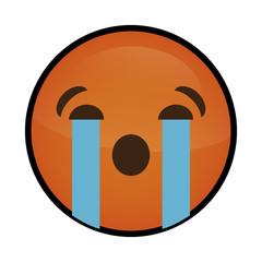 crying cartoon face icon over white background. colorful design. vector illustration