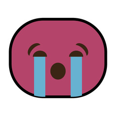 crying cartoon face icon over white background. colorful design. vector illustration