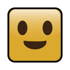 happy cartoon face in square shape, icon over white background. colorful design. vector illustration