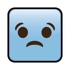 sad cartoon face in square shape, icon over white background. colorful design. vector illustration