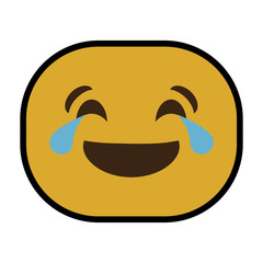 laughing cartoon face icon over white background. colorful design. vector illustration