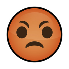 angry cartoon face icon over white background. colorful design. vector illustration