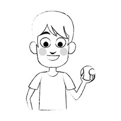 young boy holding tennis ball  icon image vector illustration design 