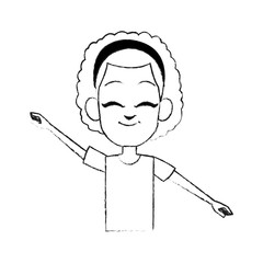happy young girl with stretched arms icon image vector illustration design 