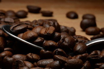Fresh Coffee Beans on a Wooden Surface
