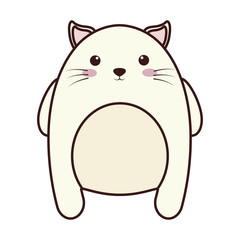 kawaii cat animal icon over white background. colorful design.  vector illustration
