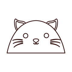 kawaii cat face icon over white background. vector illustration