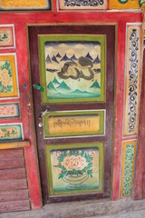 Kham Tibet Tibetan Architecture Colorful Color Rainbow Decorated Red Yellow Green Chillies Chilli Art Artistic Ethnic Minority Religious Religion Buddha Buddhist Buddhism Folk Display Atractive Home 