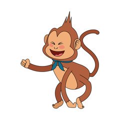 happy playful monkey cartoon icon image vector illustration design 