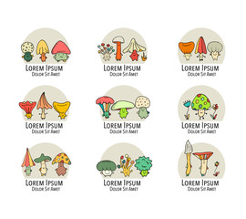 Smiling mushrooms collection, sketch for your design