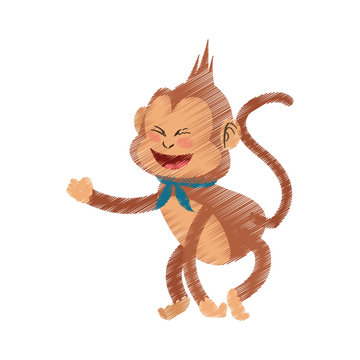 happy playful monkey cartoon icon image vector illustration design 