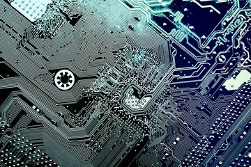Circuit board. Electronic computer hardware technology. Motherboard digital chip. Tech science...