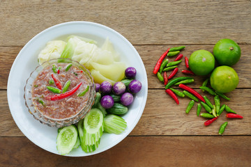 Shrimp paste sauce and  boiled vegetables