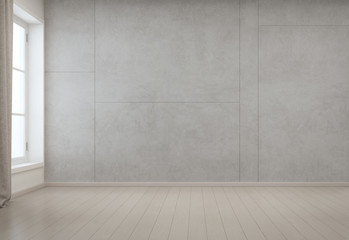 Room with empty concrete wall background in modern house, Minimal interior design of new home - 3D rendering