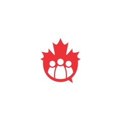 abstract maple leaf people chat logo