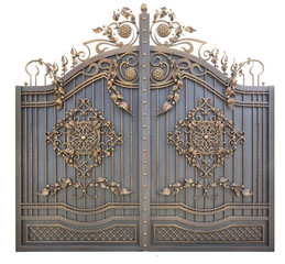 Fragment of baroque metal gate , gold leaf, manual work of blacksmith. © CreativeSuburb