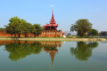 Wall of Fort and Hill in Mandalay