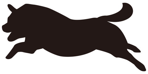 走る犬のシルエット