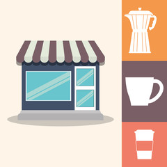 coffee shop poster paper cup maker equipment vector illustration eps 10