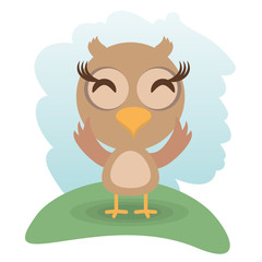 cute owl animal winking vector illustration eps 10