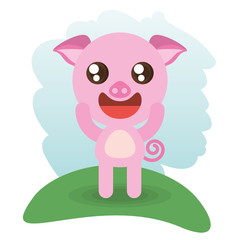 Obraz na płótnie Canvas cute piggy animal wildlife vector illustration eps 10