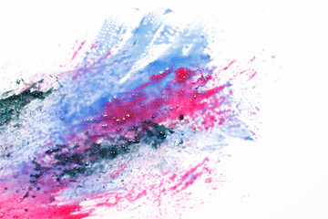 Abstractionism, creativity, inspiration. Modern space art, galaxy, vivid mix of sparkling colors on white background.