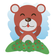 cute bear animal winking vector illustration eps 10