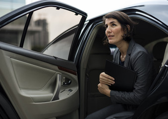 Businesswoman Corporate Taxi Transport Service
