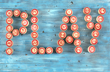 blue background with numbers. 
