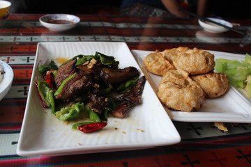 Amdo Tibetan Food Yak Meat with Peppers in Qinghai China Asia