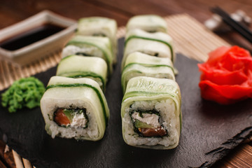 Japanese Sushi Food Seafood Gourmet Restaurant Menu Roll Maki Concept