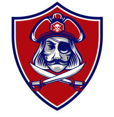 cross sword pirate shield logo team mascot