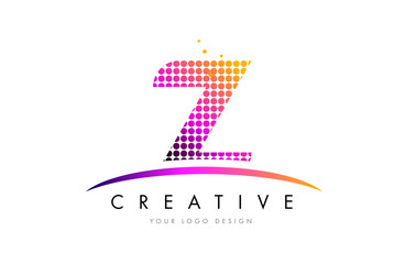 Z Letter Logo Design with Magenta Dots and Swoosh