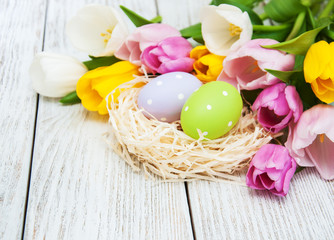 Easter eggs in a nest